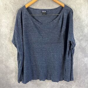 🔺SOLD🔺 Patagonia Blouse Women Medium 100% Linen Longsleeve Top Scoop Neck Hippie